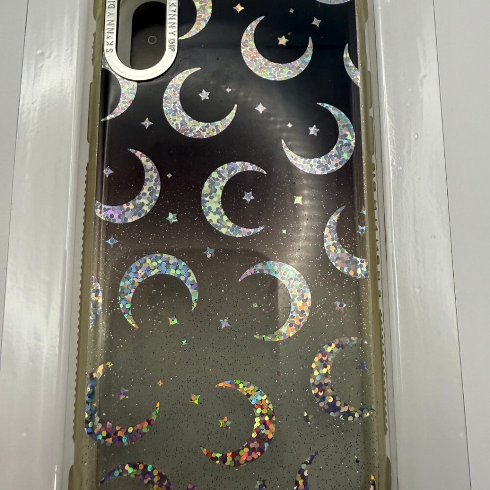 SkinyDip x Stars & Moon  iPhone X/XS glitter stars and moons black clear in box - Picture 2 of 4